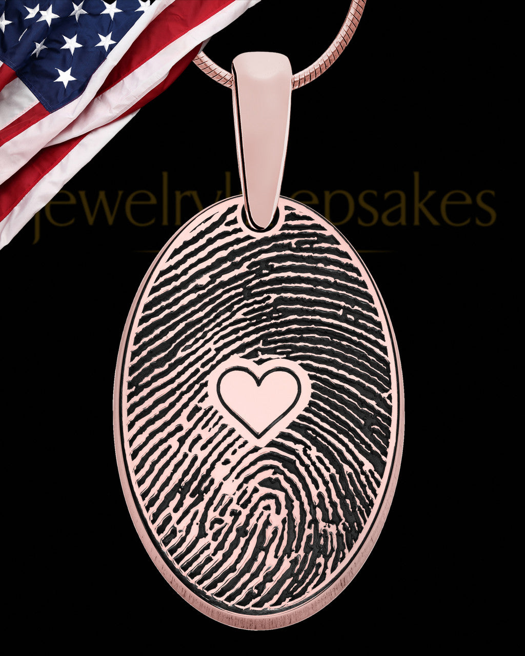 Rose Gold Plated over Sterling Heartfelt Oval Heart Thumbprint Pendant