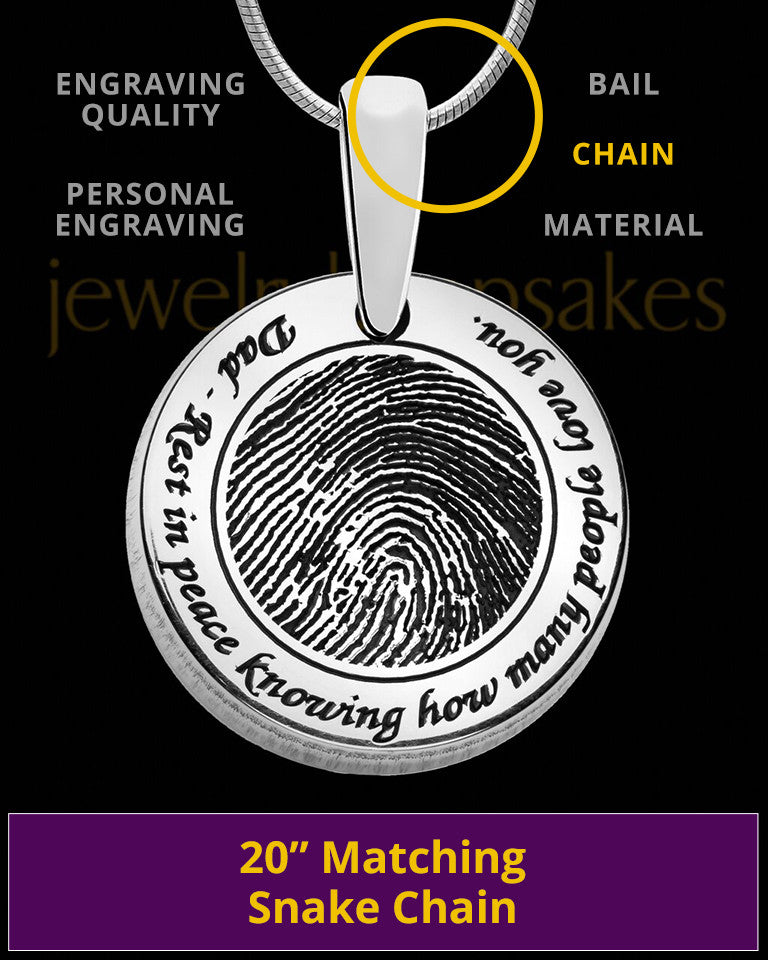 Rounded Solid 14k White Gold Thumbprint Pendant