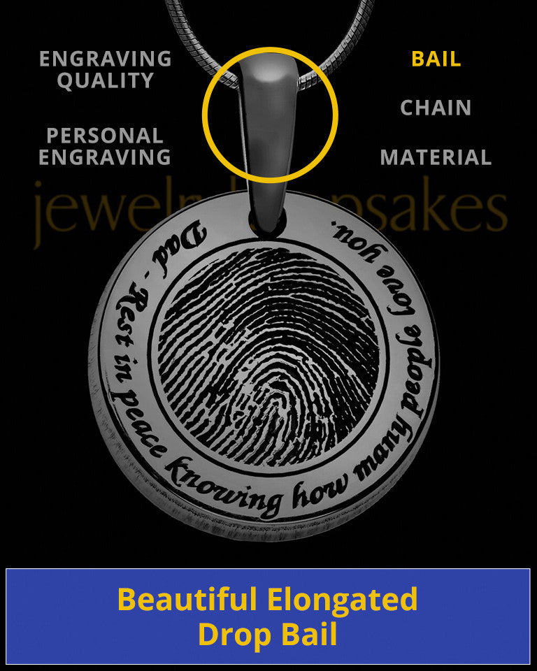 Rounded Black Plated Sterling Thumbprint Pendant