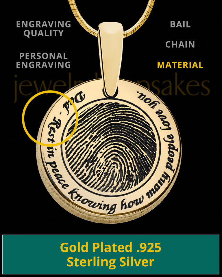 Rounded Gold Plated Sterling Thumbprint Pendant
