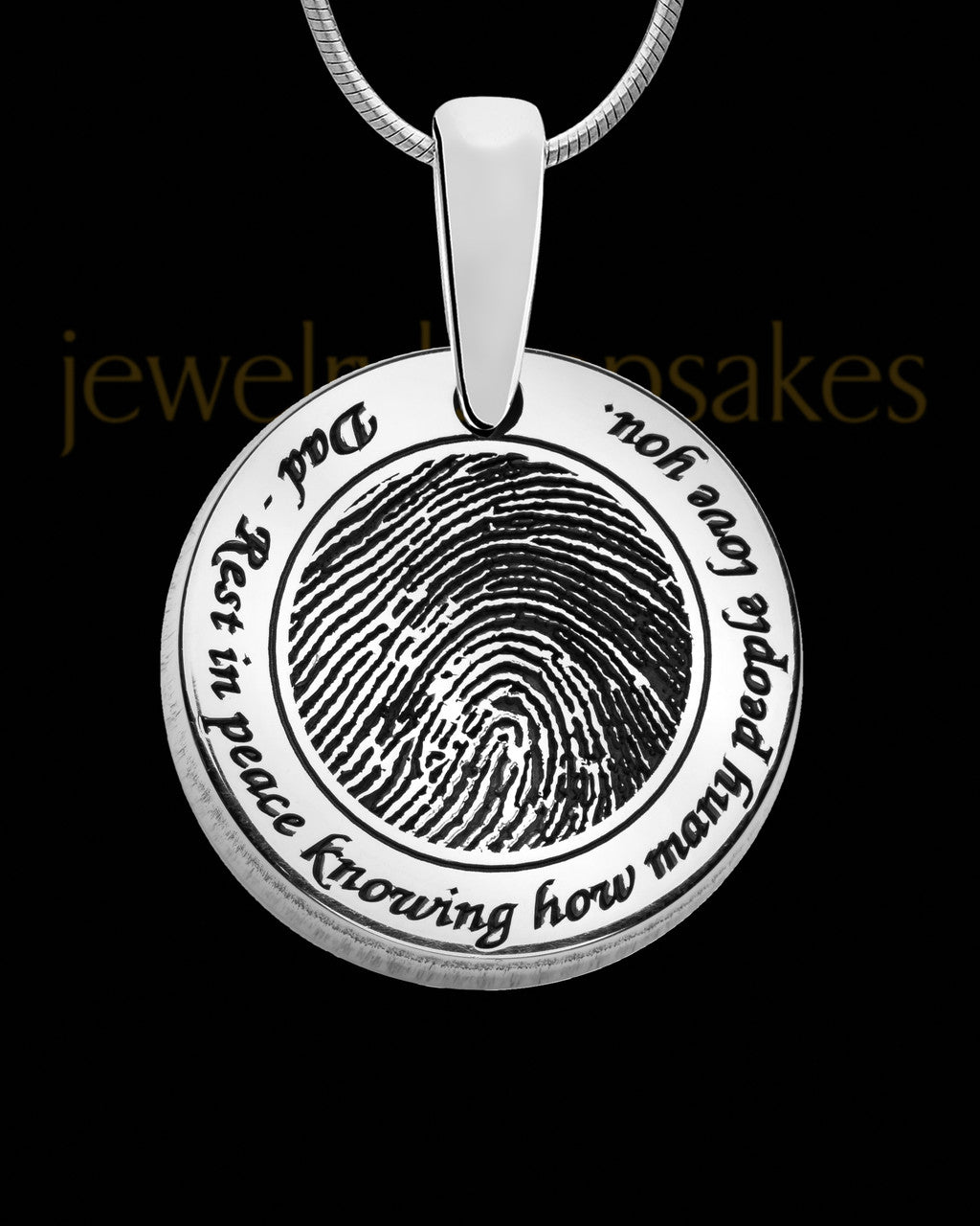 Rounded Solid 14k White Gold Thumbprint Pendant