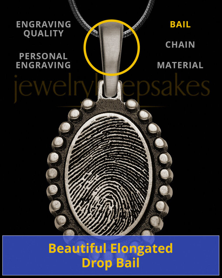 Antique Sterling Silver Charming Oval Thumbprint Pendant