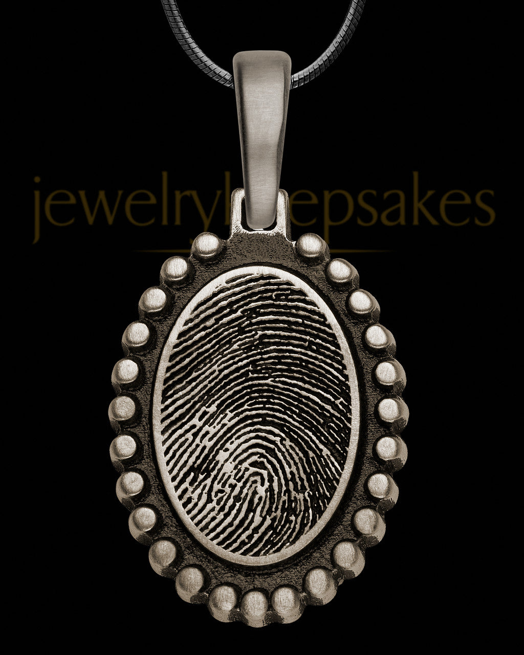 Antique Sterling Silver Charming Oval Thumbprint Pendant