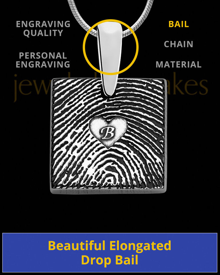 Sterling Silver Tender Heart Square Thumbprint Pendant