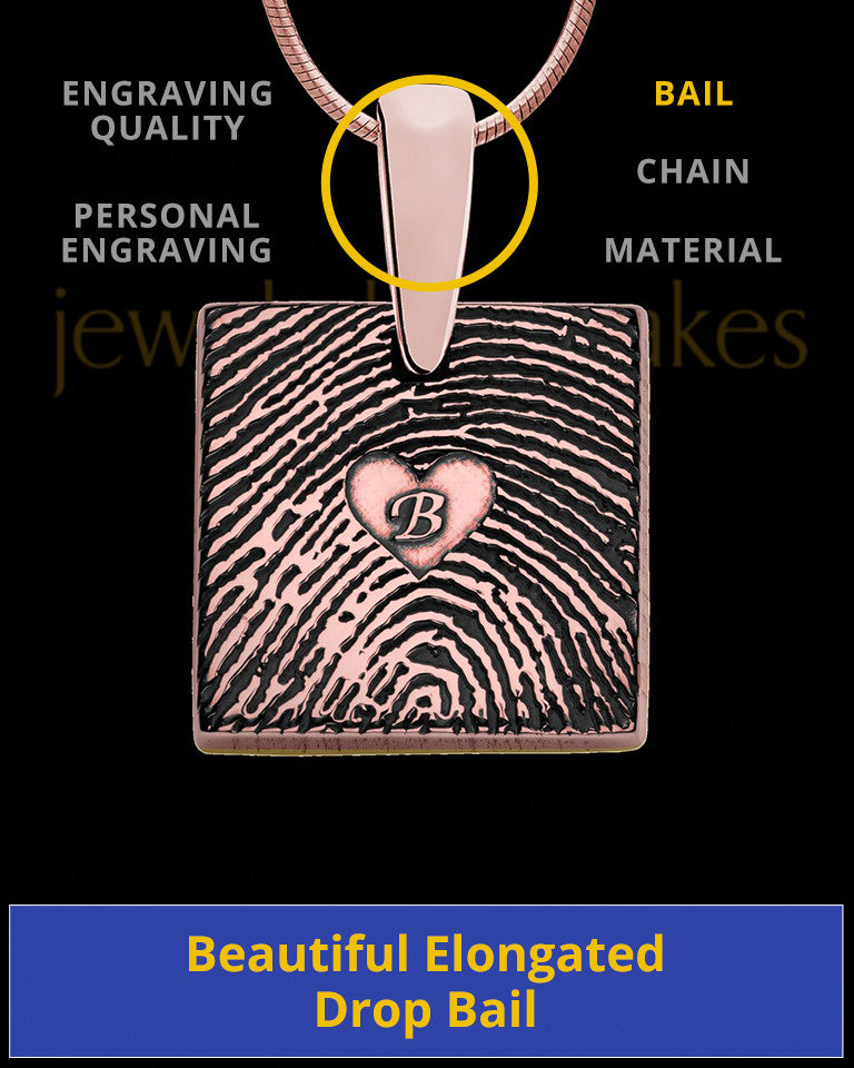 Rose Gold Plated Sterling Tender Heart Square Thumbprint Pendant