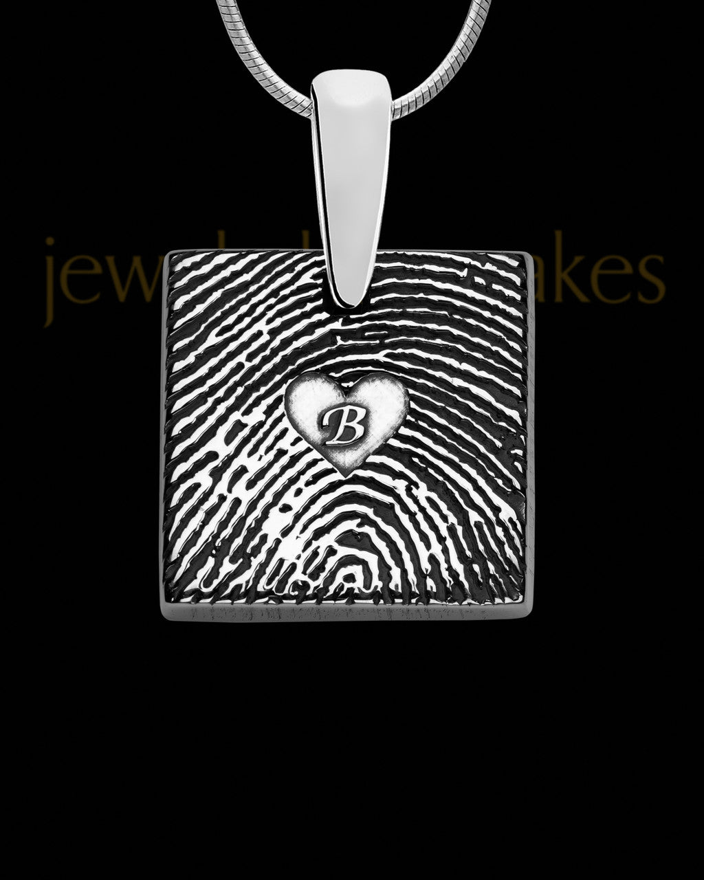 Sterling Silver Tender Heart Square Thumbprint Pendant