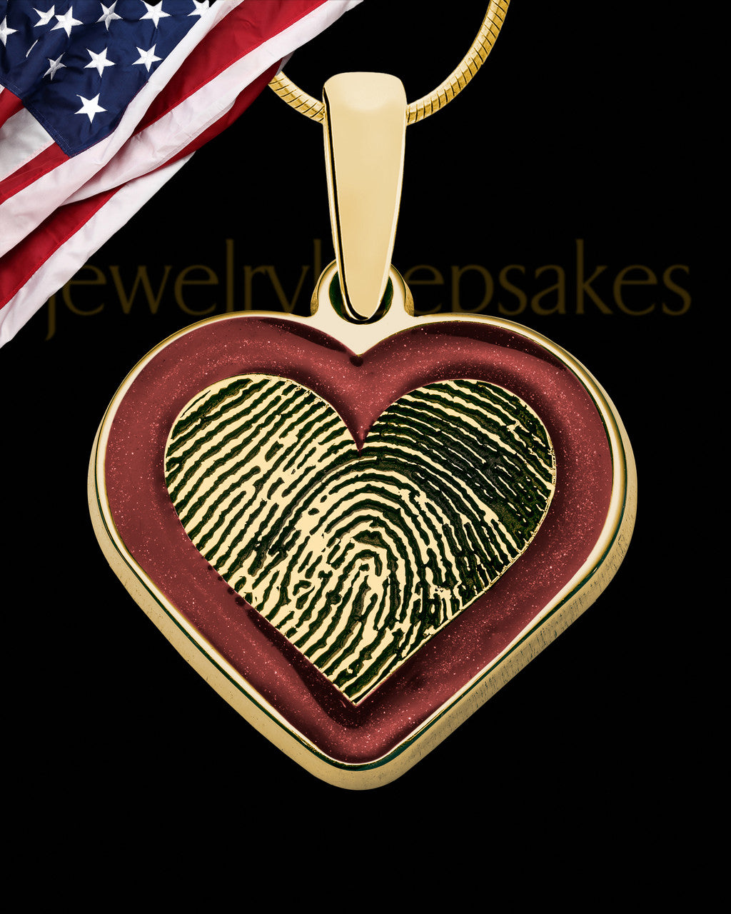 Gold Plated Sterling Colored Heart Thumbprint Pendant