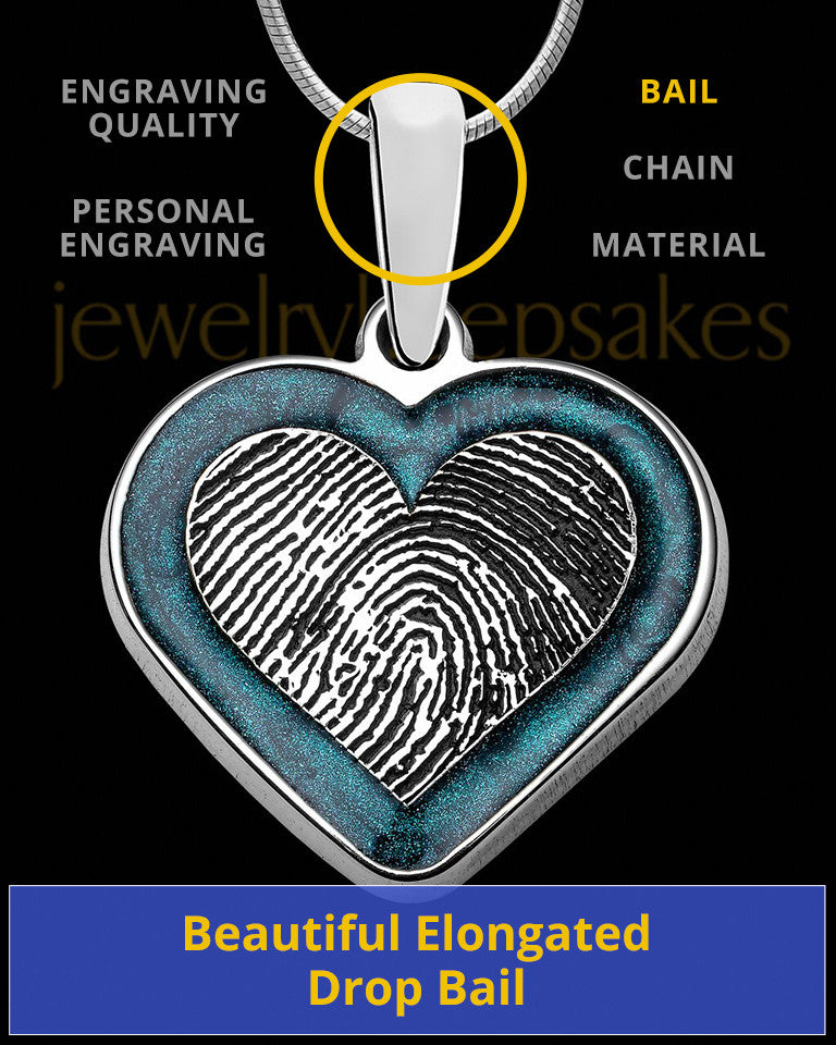 Sterling Silver Colored Heart Thumbprint Pendant