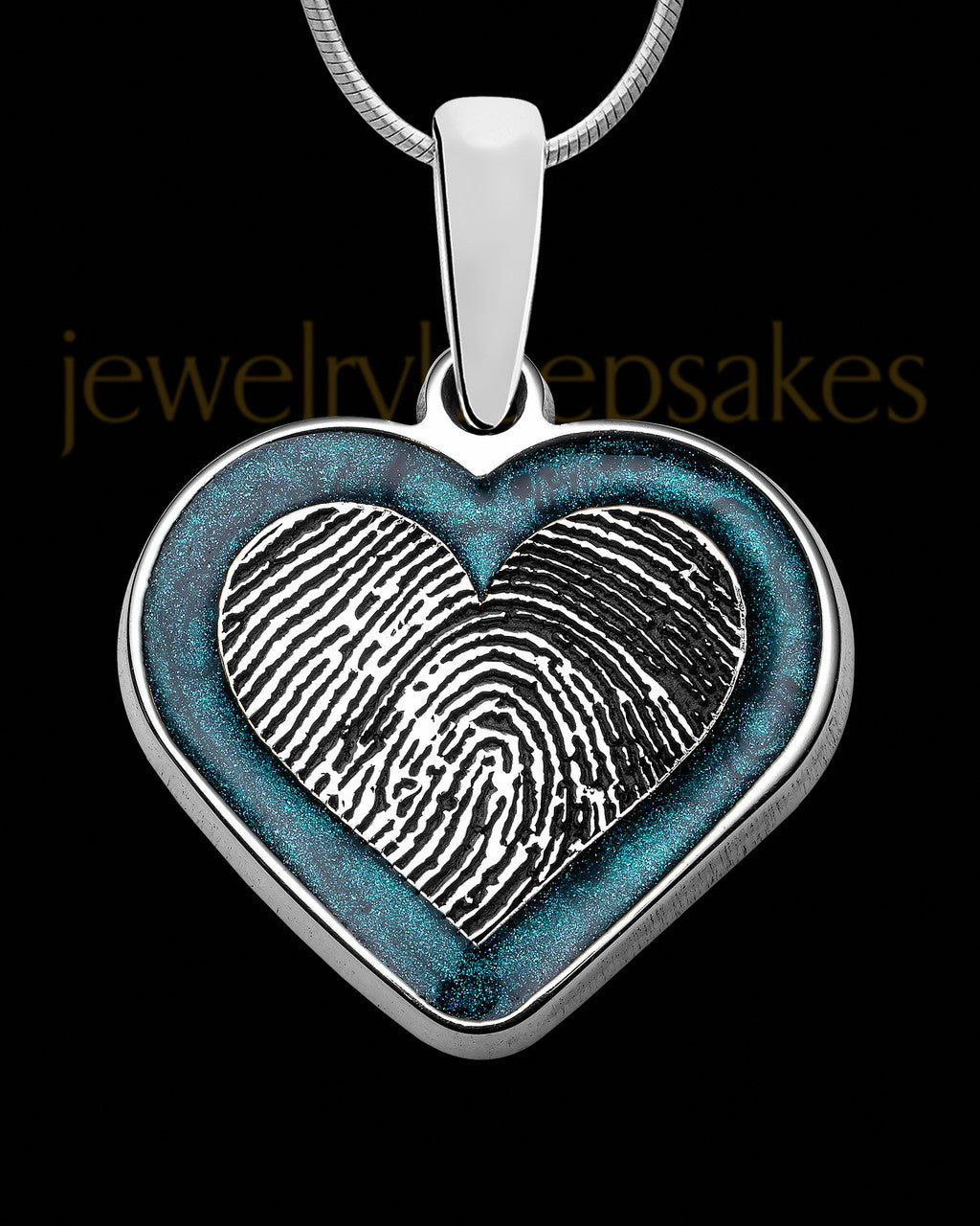 Sterling Silver Colored Heart Thumbprint Pendant