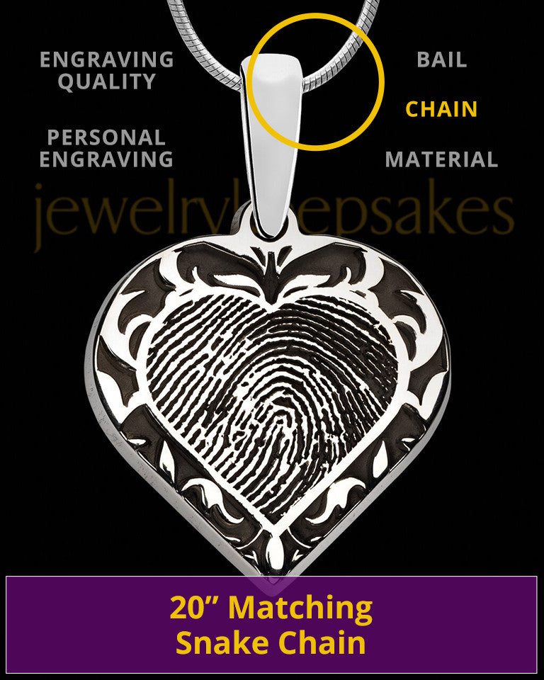 Sterling Silver Fancy Filigree Heart Thumbprint Pendant