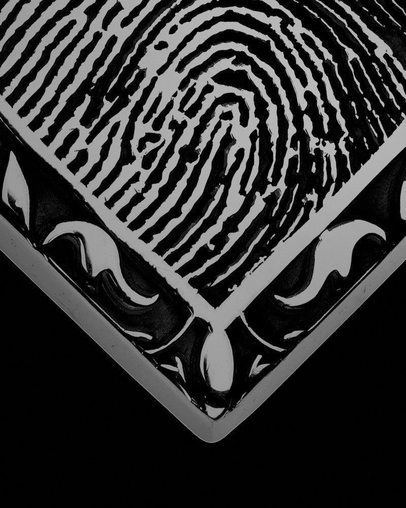Black Plated Sterling Fancy Filigree Heart Thumbprint With Signature Pendant