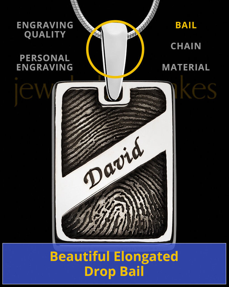 Sterling Silver Name Rectangle Thumbprint Pendant