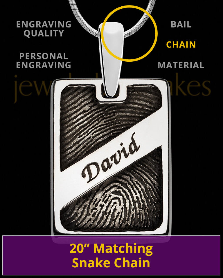 Sterling Silver Name Rectangle Thumbprint Pendant