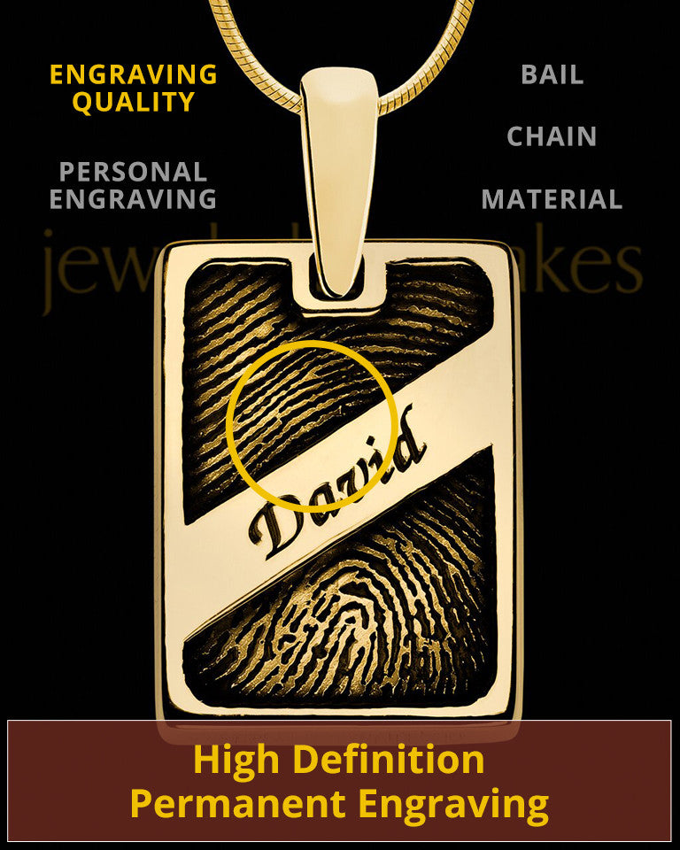 Gold Plated Sterling Name Rectangle Thumbprint Pendant