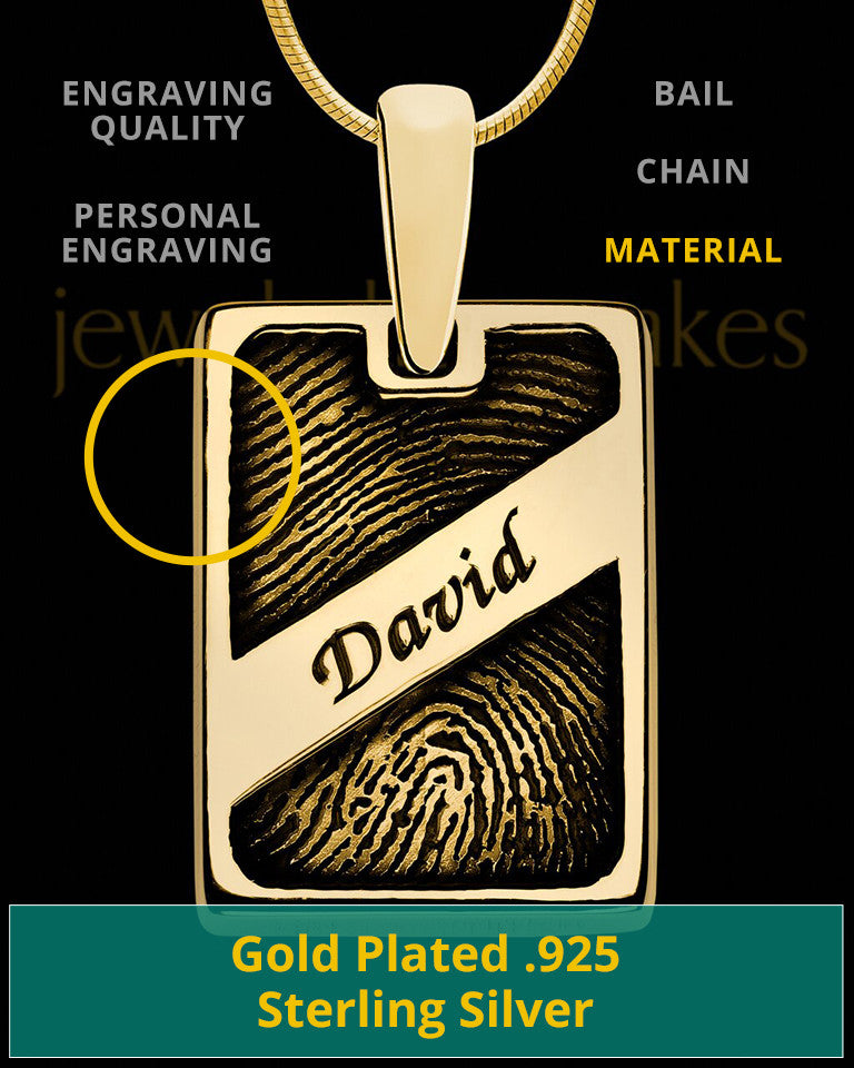 Gold Plated Sterling Name Rectangle Thumbprint Pendant