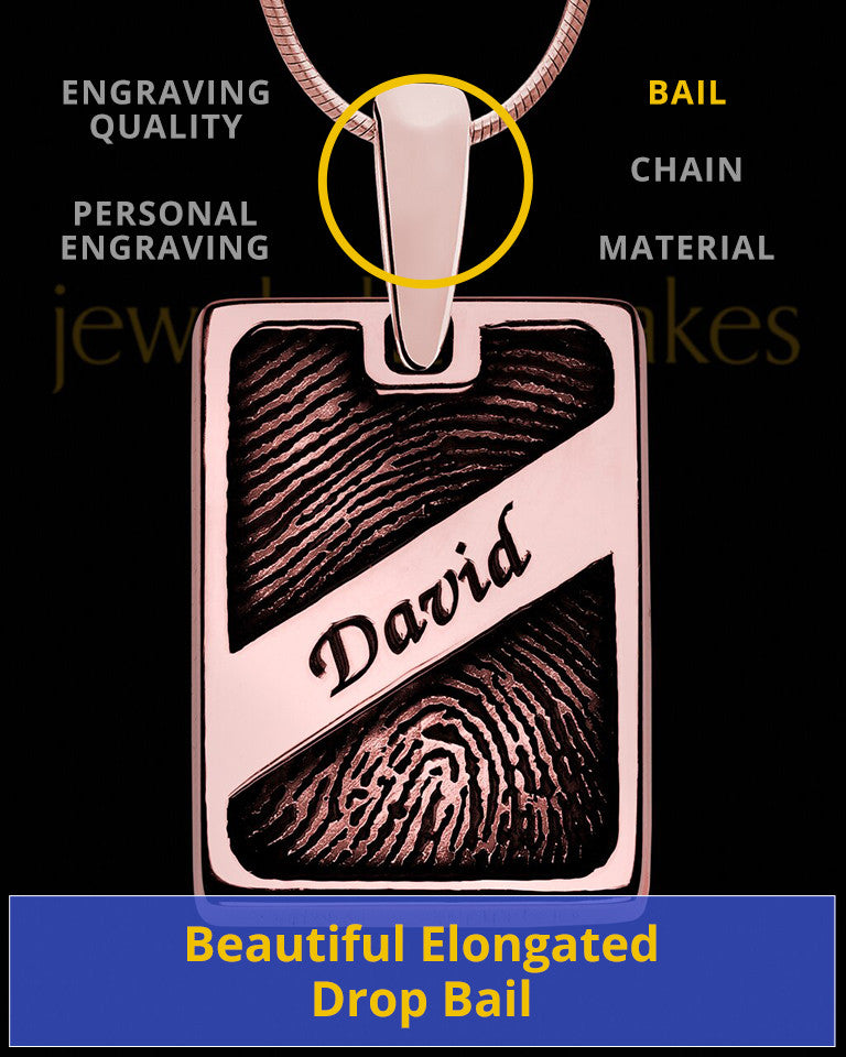 Rose Gold Plated Sterling Name Rectangle Thumbprint Pendant