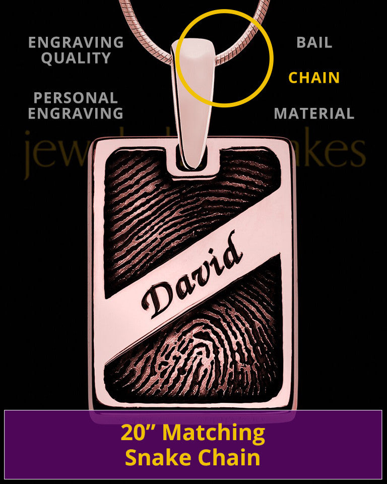 Rose Gold Plated Sterling Name Rectangle Thumbprint Pendant