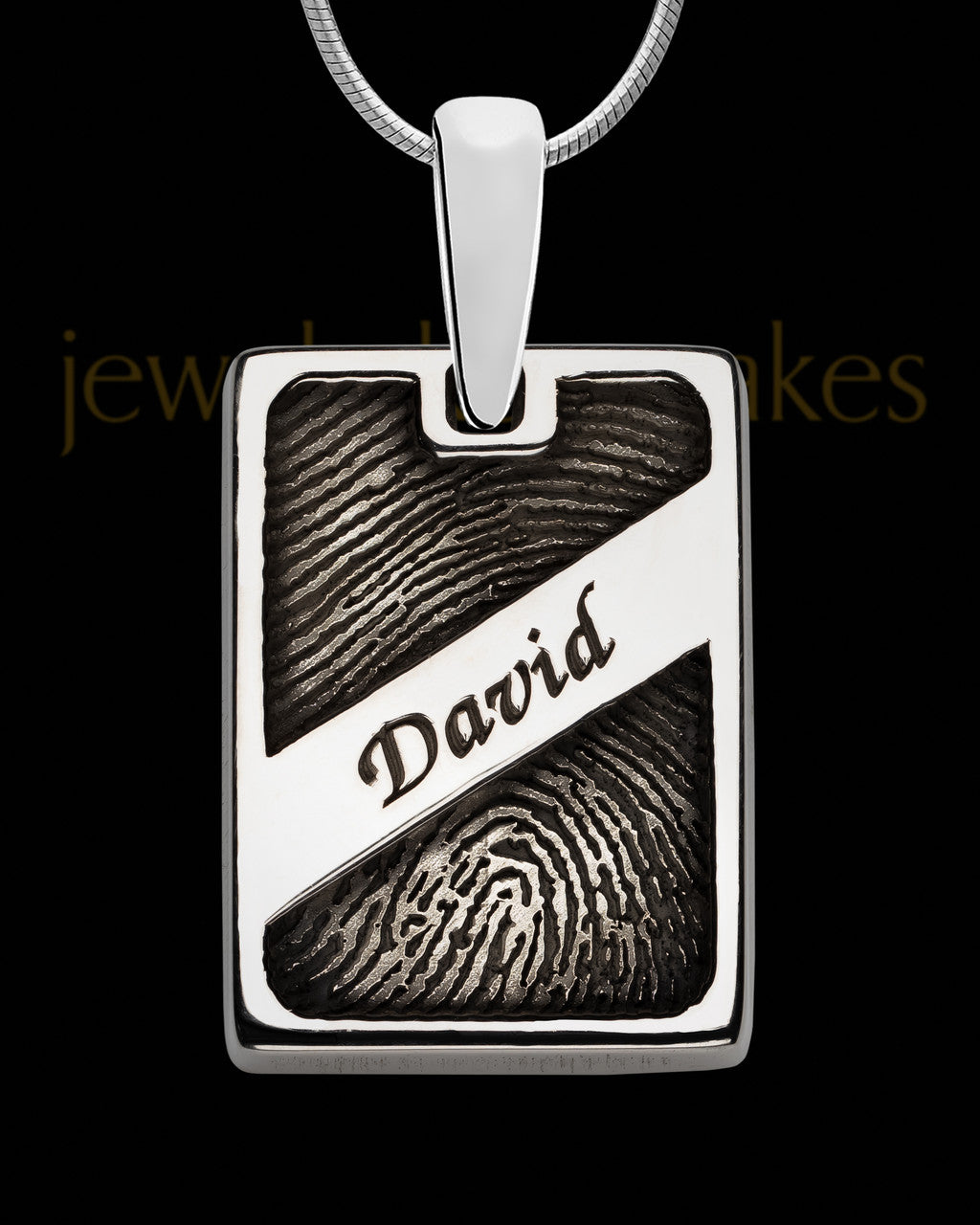 Sterling Silver Name Rectangle Thumbprint Pendant
