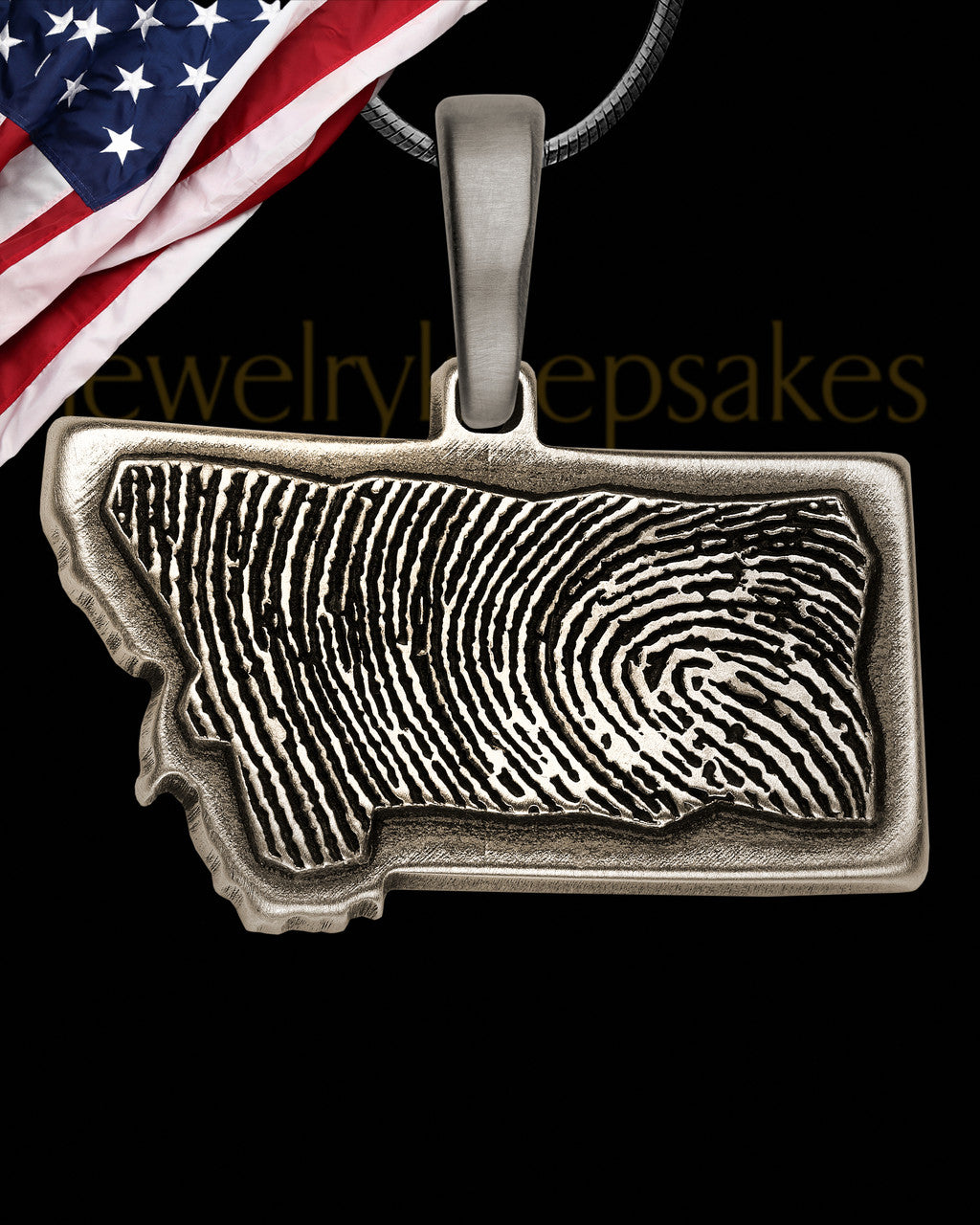 Antique Sterling Silver My State Thumbprint Pendant