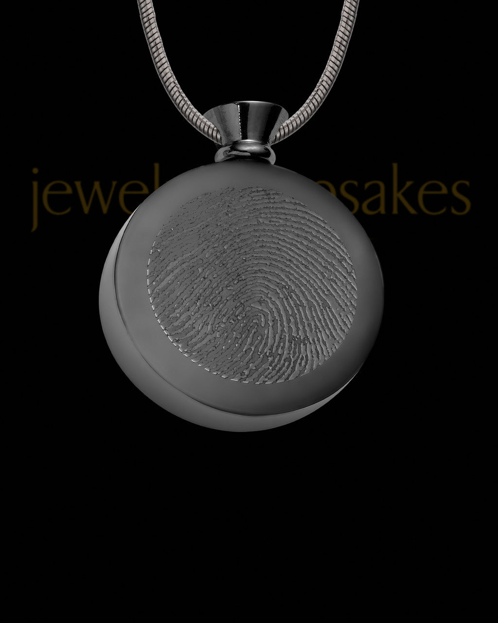 Black Plated Stainless Abounding Circle Thumbprint Pendant