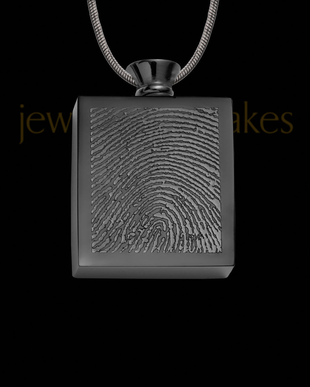 Black Plated Stainless Whispering Thoughts Thumbprint Pendant