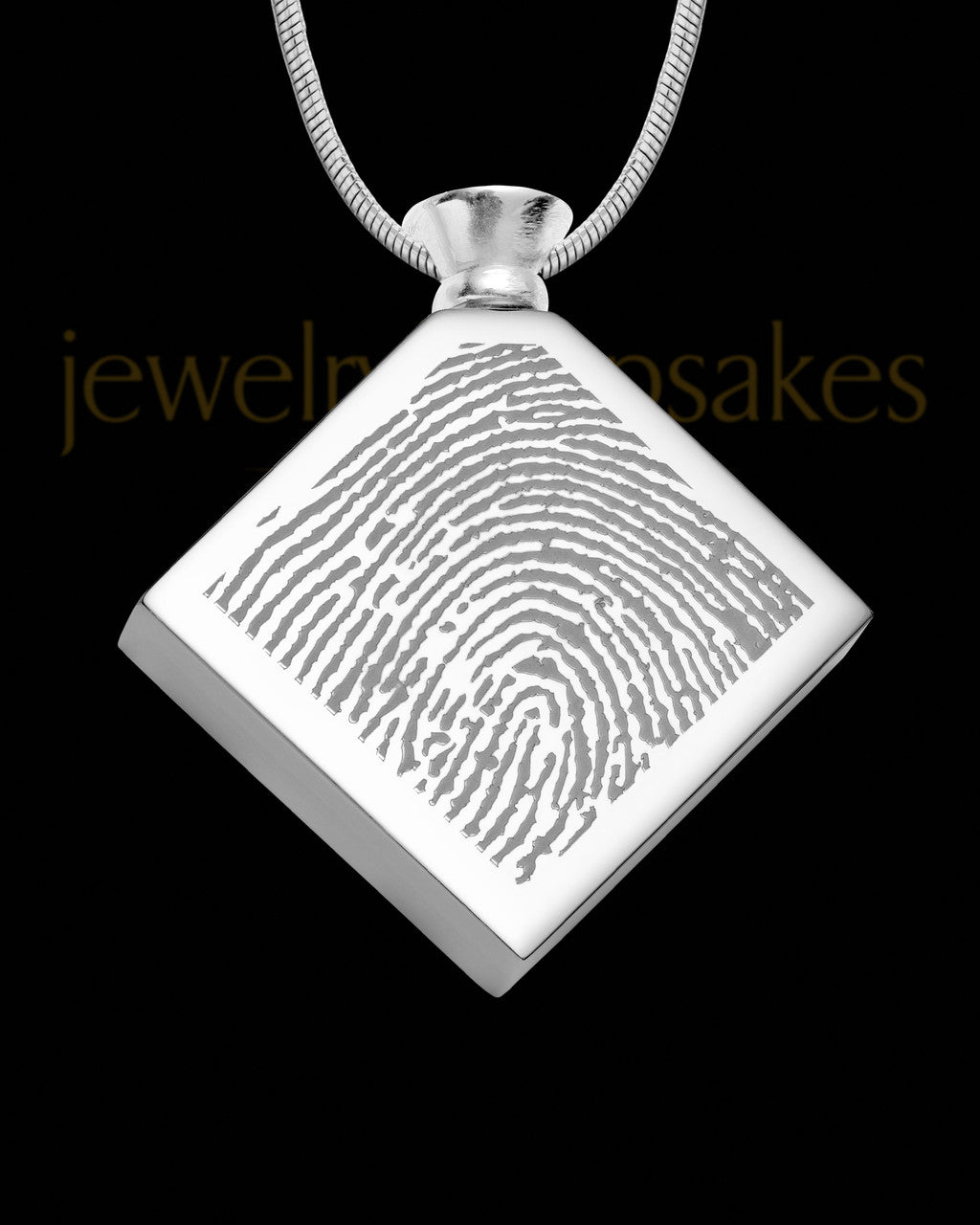 Stainless Beloved Diamond Thumbprint Pendant