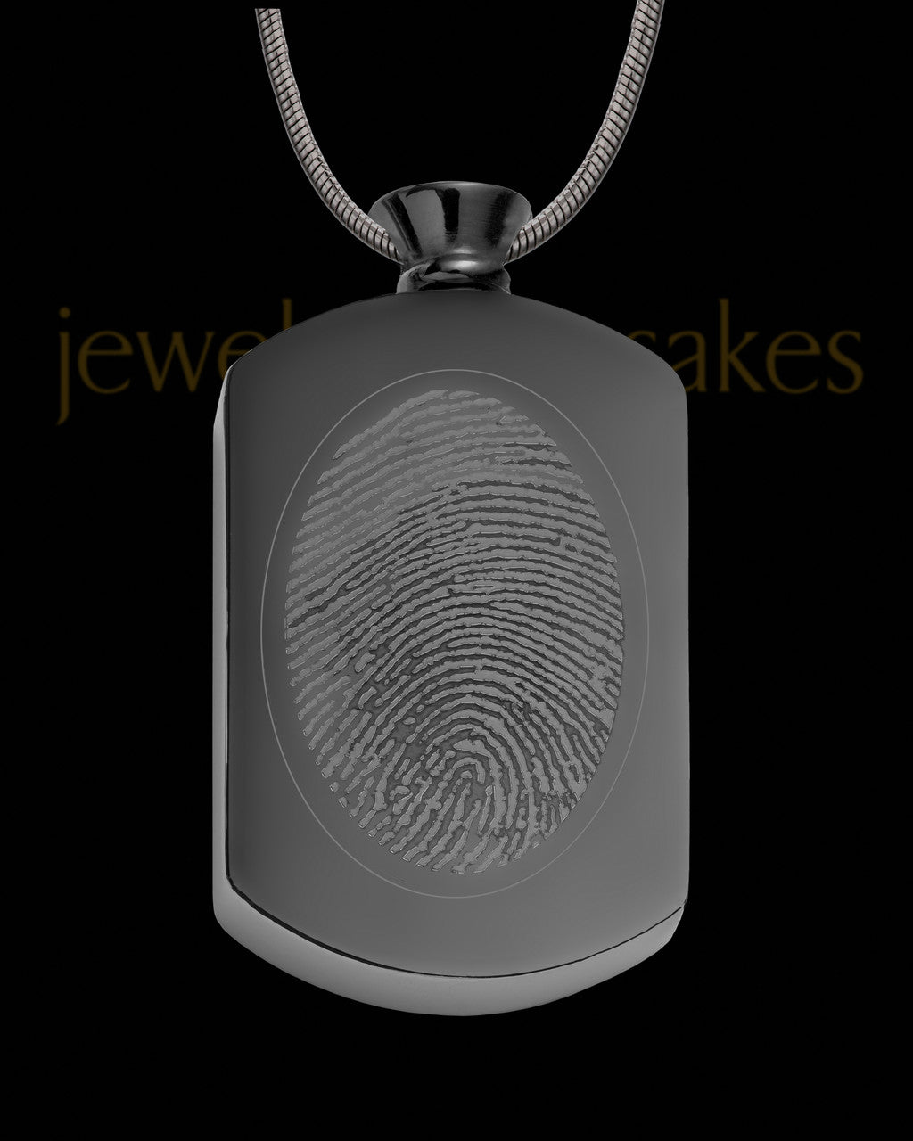 Black Plated Stainless Stunning Rectangle Thumbprint Pendant