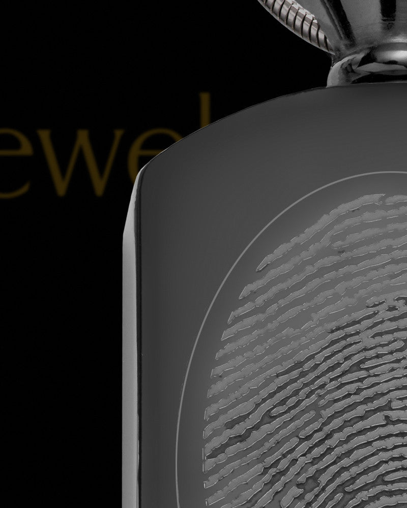 Black Plated Stainless Stunning Rectangle Thumbprint Pendant