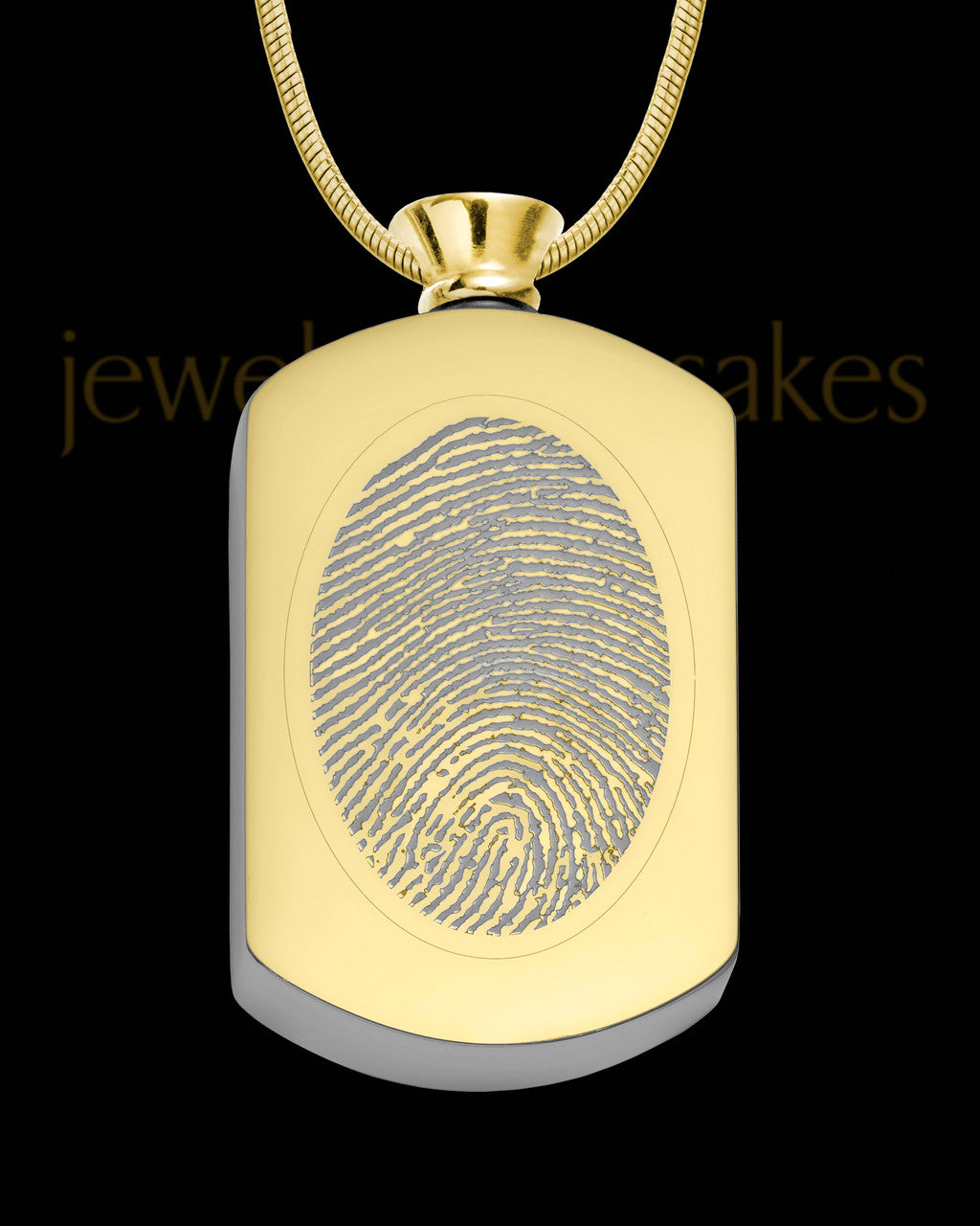 Gold Plated Stainless Stunning Rectangle Thumbprint Pendant
