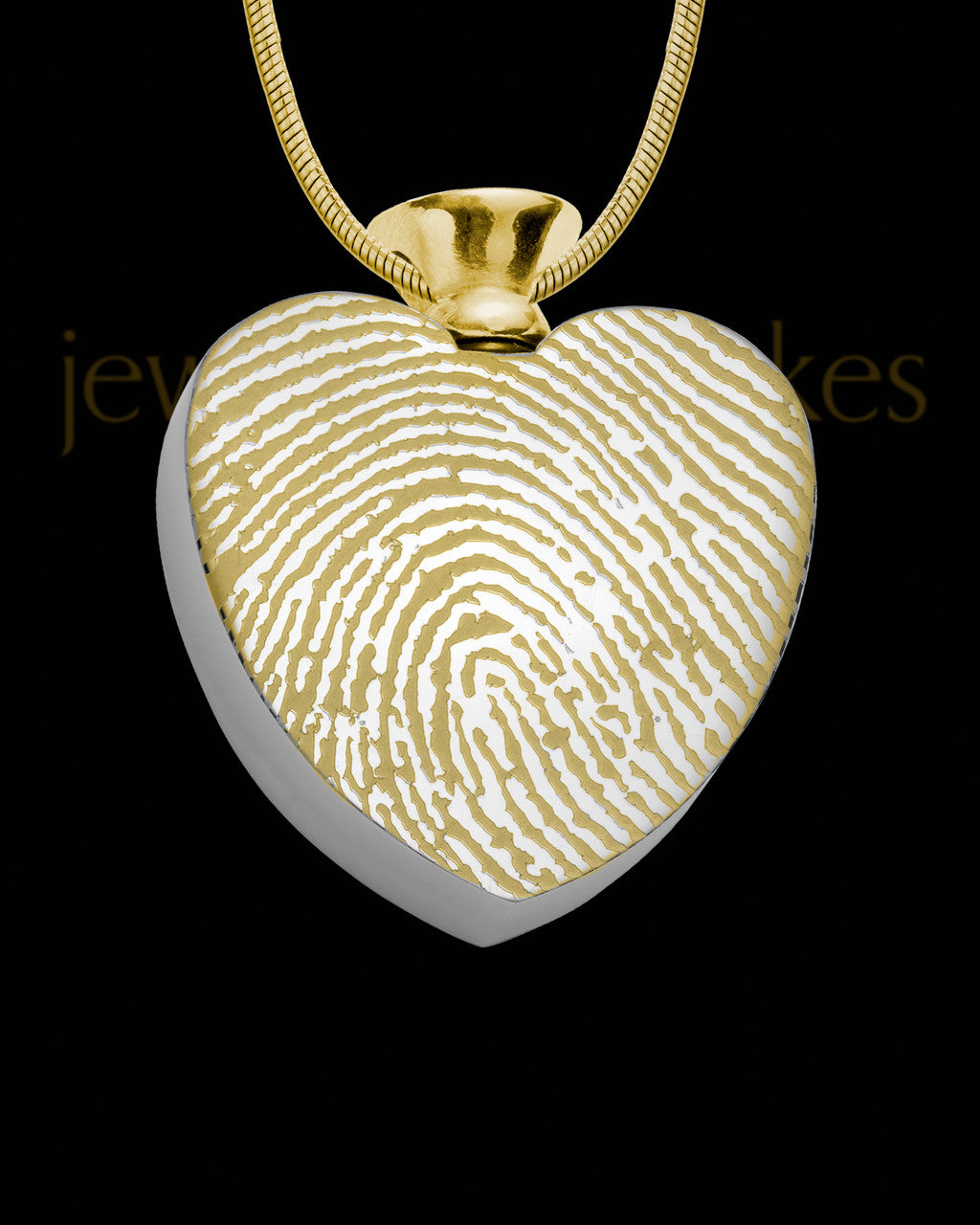 Gold Plated Stainless Enamored Heart Thumbprint Pendant
