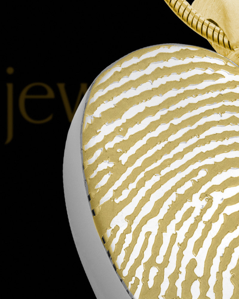 Gold Plated Stainless Enamored Heart Thumbprint Pendant