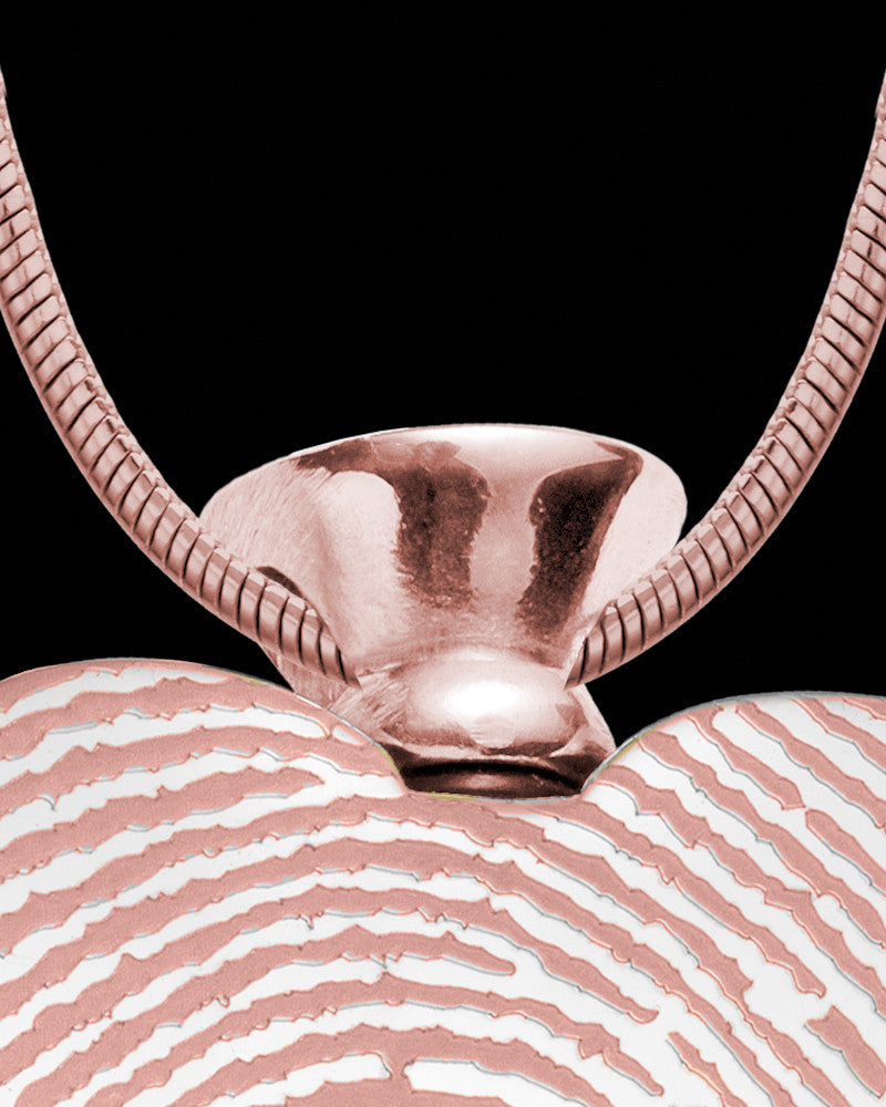 Rose Gold Plated Stainless Enamored Heart Thumbprint Pendant
