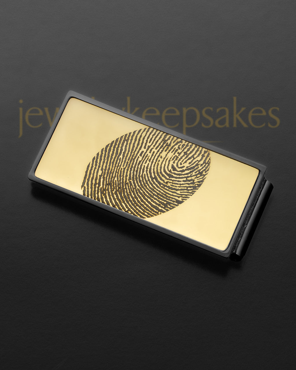 Gold on Black Stainless Thumbprint Money Clip