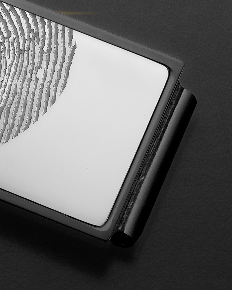 Silver on Black Stainless Thumbprint Money Clip