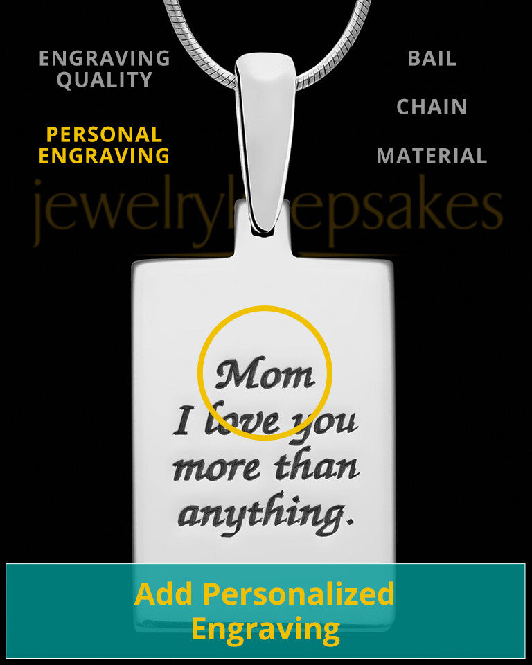 Solid 14K White Gold Rectangle with Raised Thumbprint Pendant