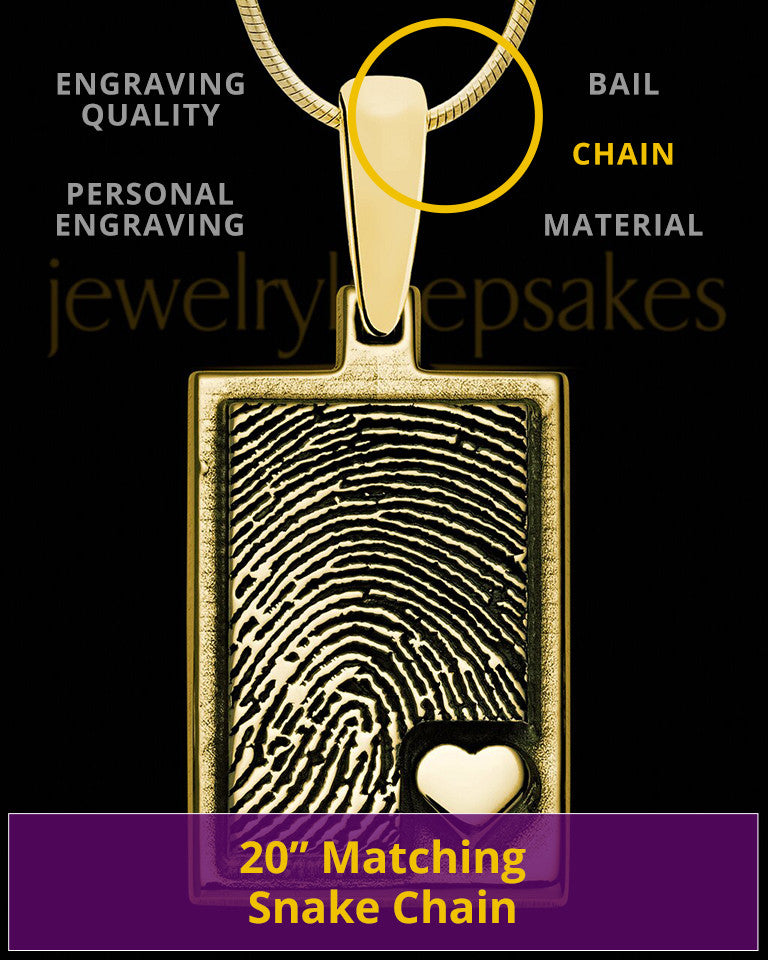 Solid 14K Gold Rectangle with Raised Thumbprint Pendant