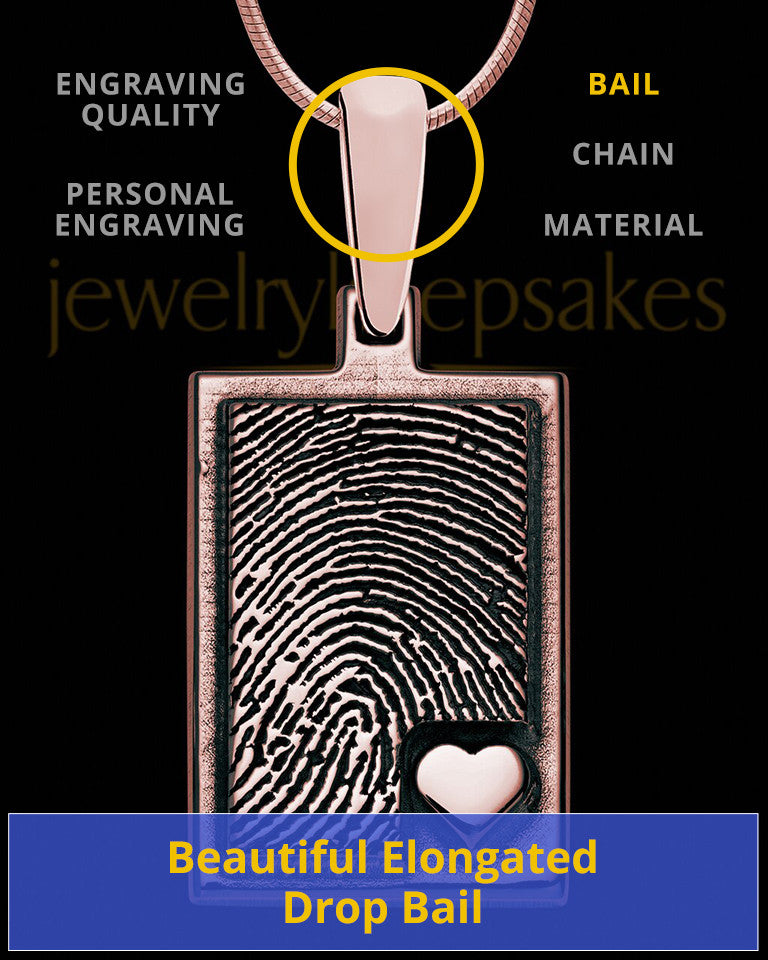 Rose Gold Sterling Silver Rectangle with Raised Thumbprint Pendant