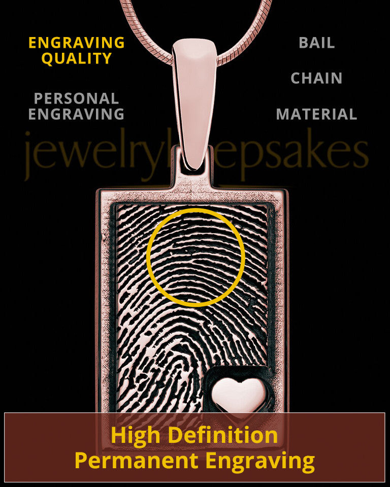 Rose Gold Sterling Silver Rectangle with Raised Thumbprint Pendant