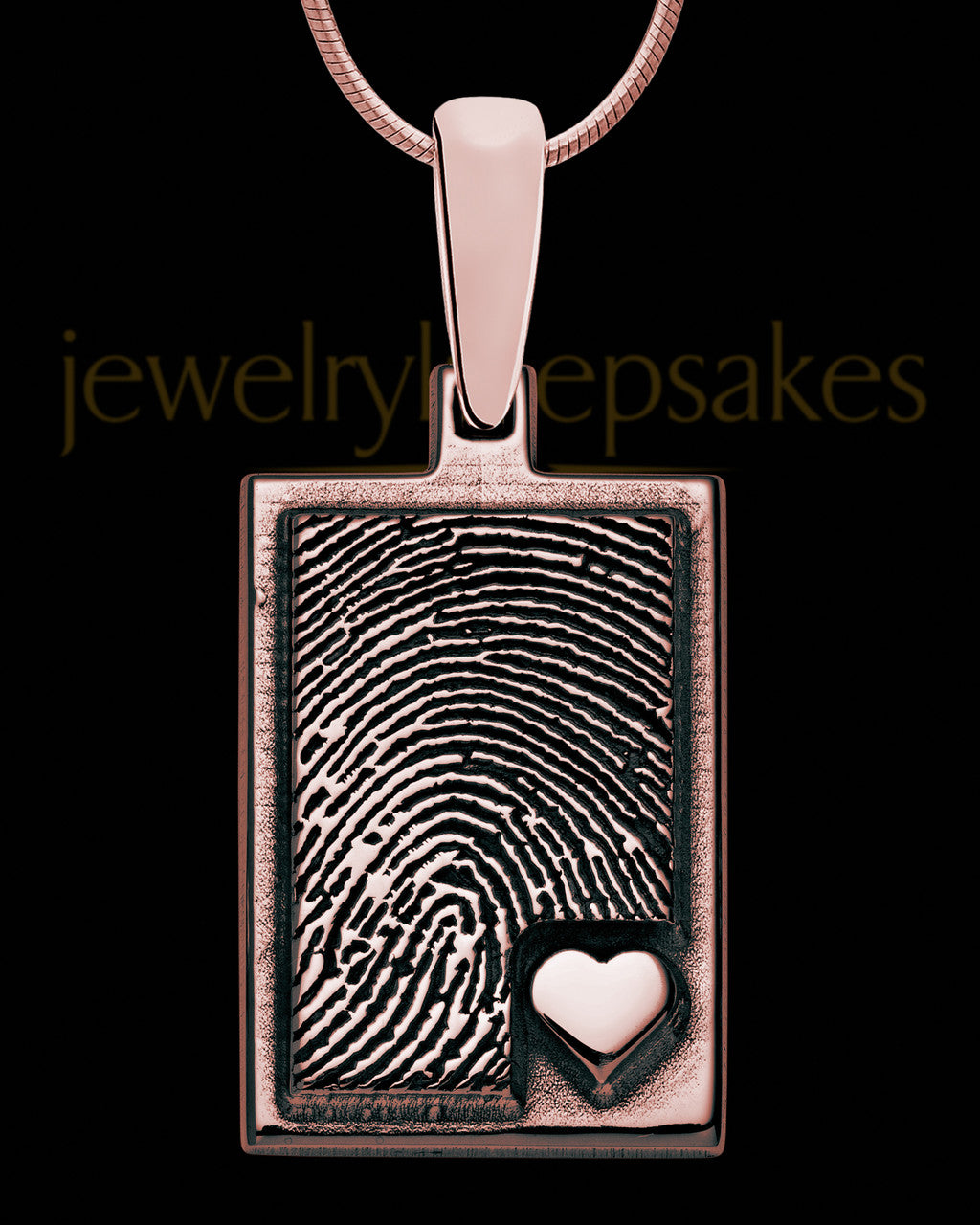 Rose Gold Sterling Silver Rectangle with Raised Thumbprint Pendant