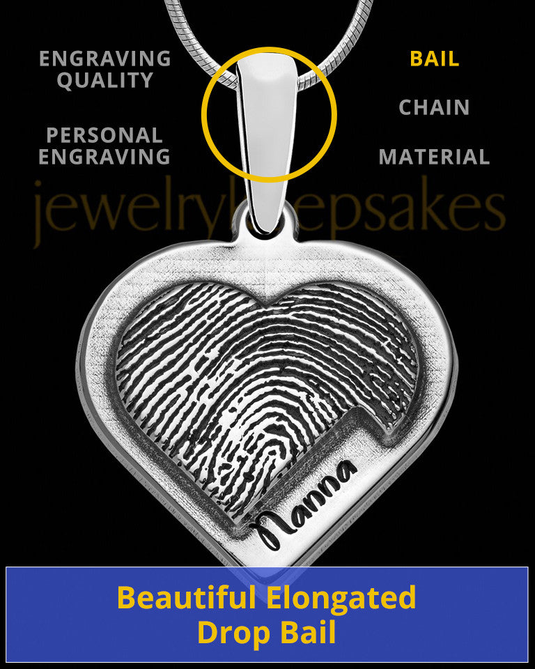 Sterling Silver Raised Heart Thumbprint Pendant