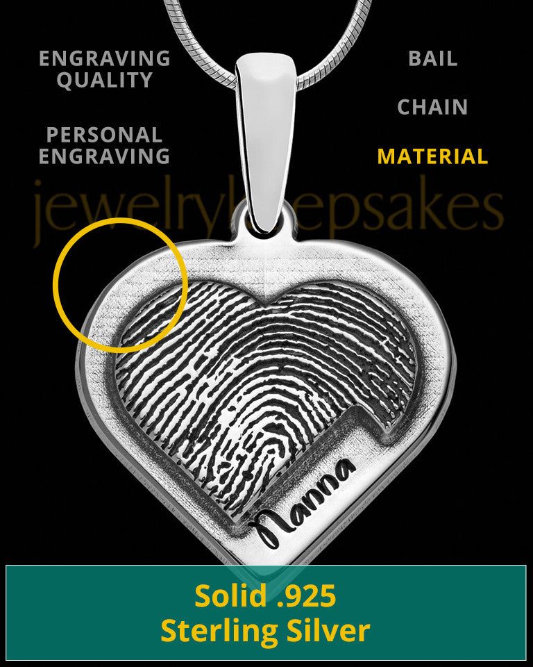 Sterling Silver Raised Heart Thumbprint Pendant