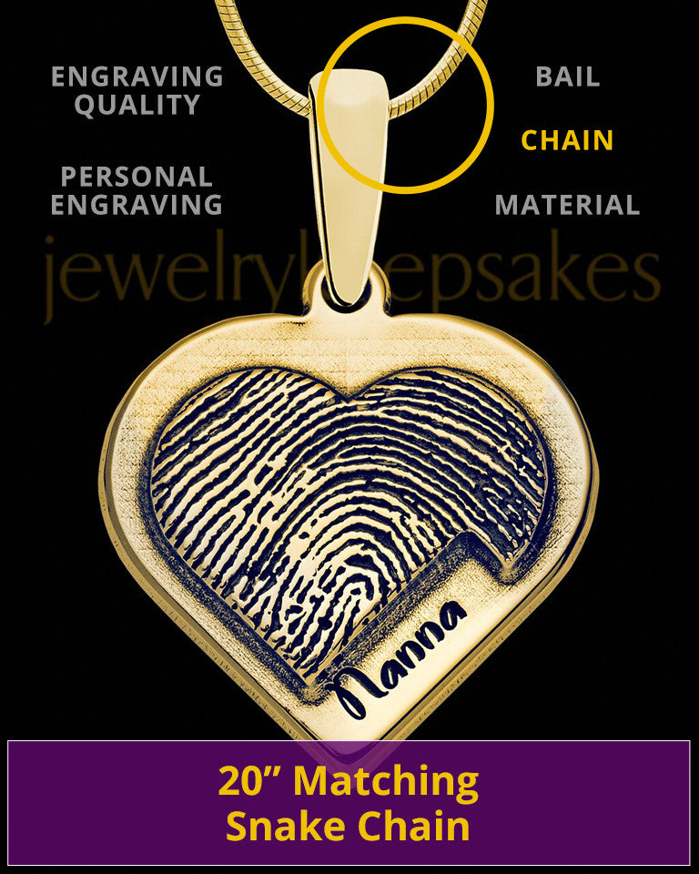 Gold Sterling Silver Raised Heart Thumbprint Pendant