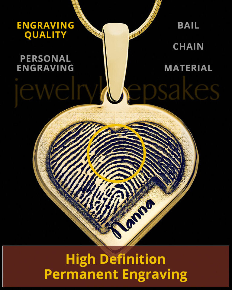 Gold Sterling Silver Raised Heart Thumbprint Pendant