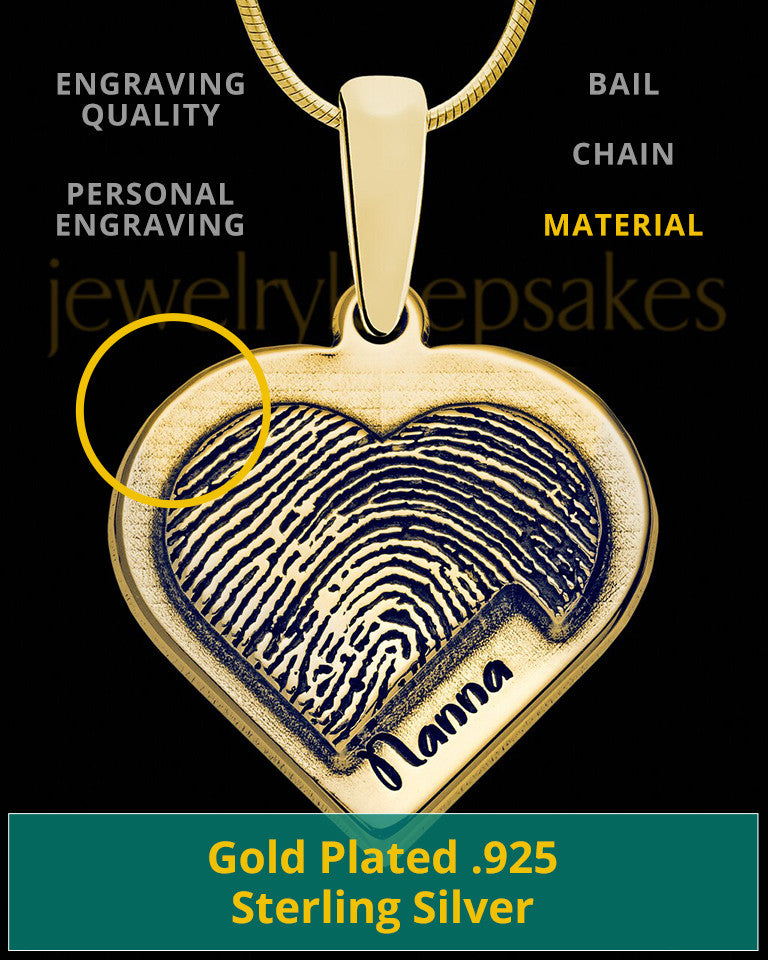 Gold Sterling Silver Raised Heart Thumbprint Pendant