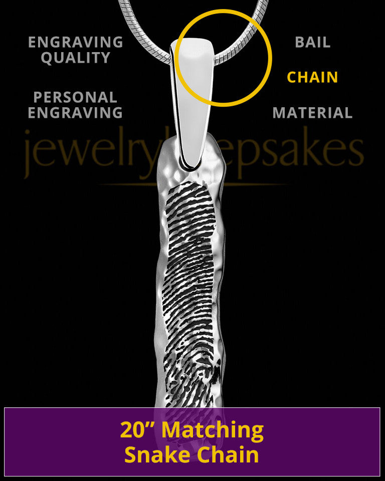 Textured Sterling Silver Thumbprint Bar Pendant