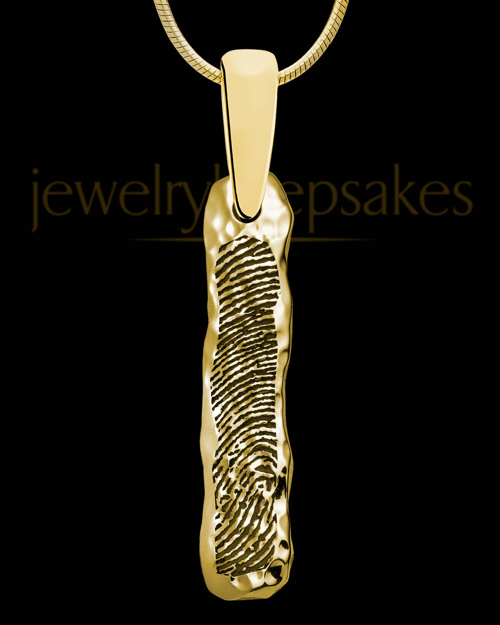 Gold Textured Sterling Silver Thumbprint Bar Pendant