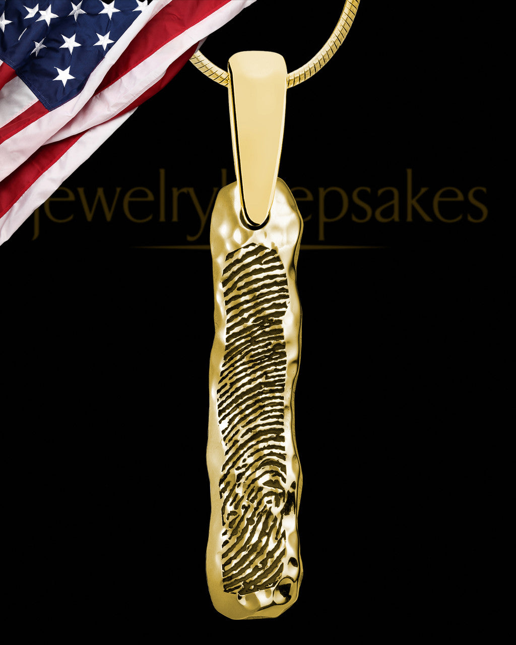 Gold Textured Sterling Silver Thumbprint Bar Pendant