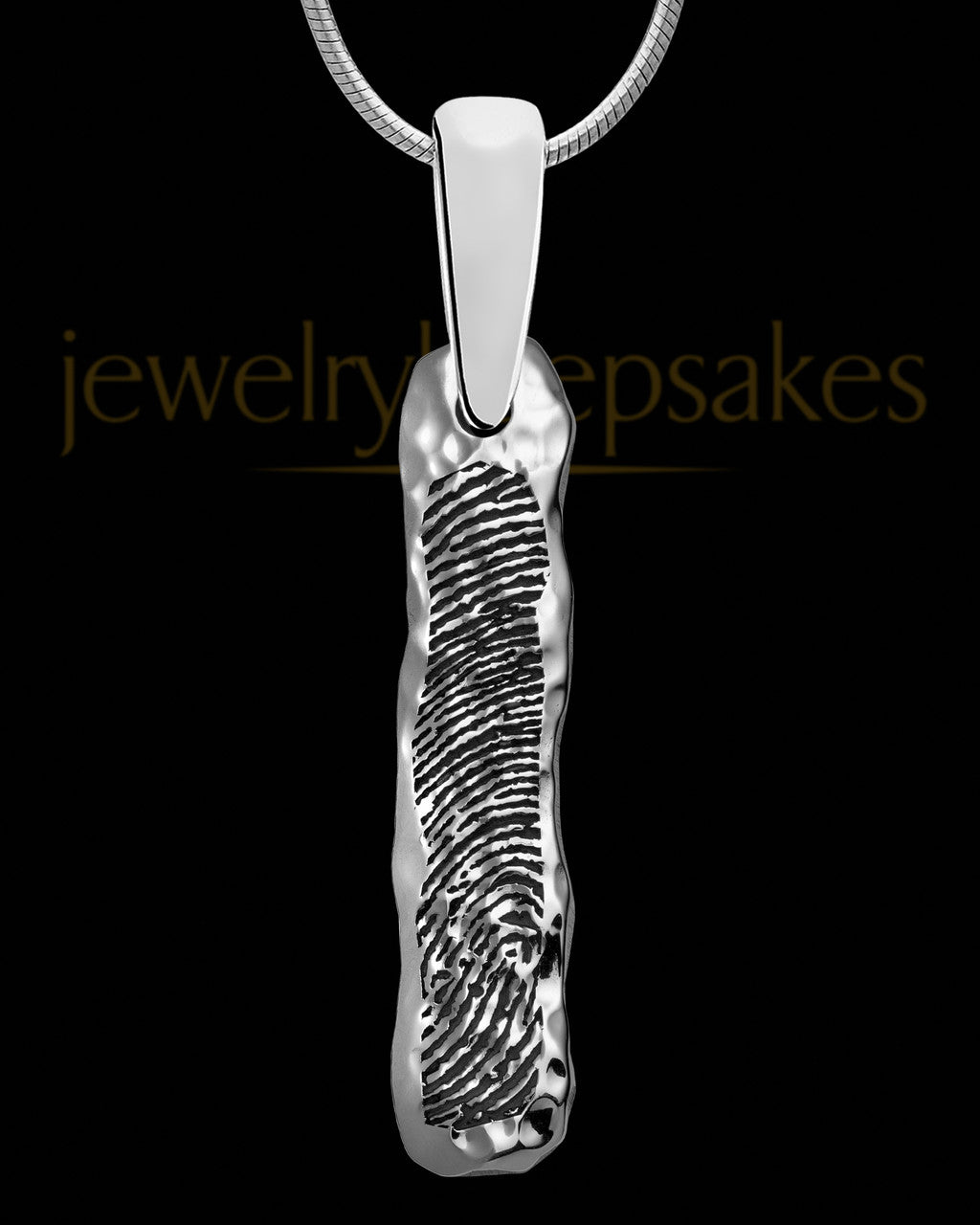 Textured Sterling Silver Thumbprint Bar Pendant