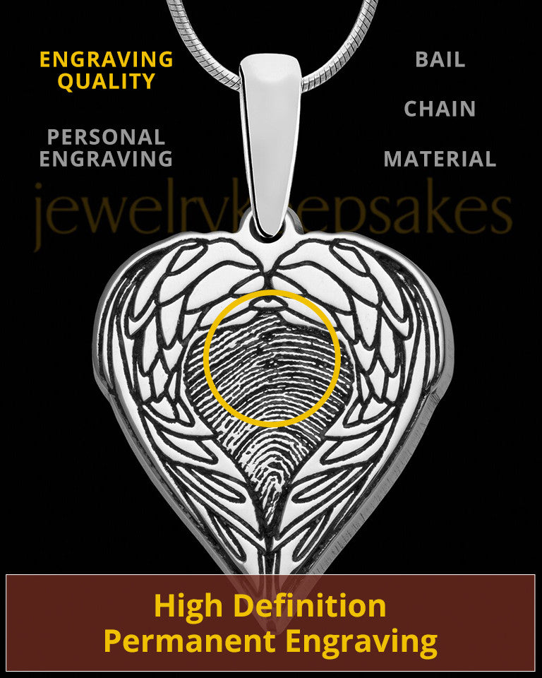 Sterling Silver Wings Thumbprint Pendant