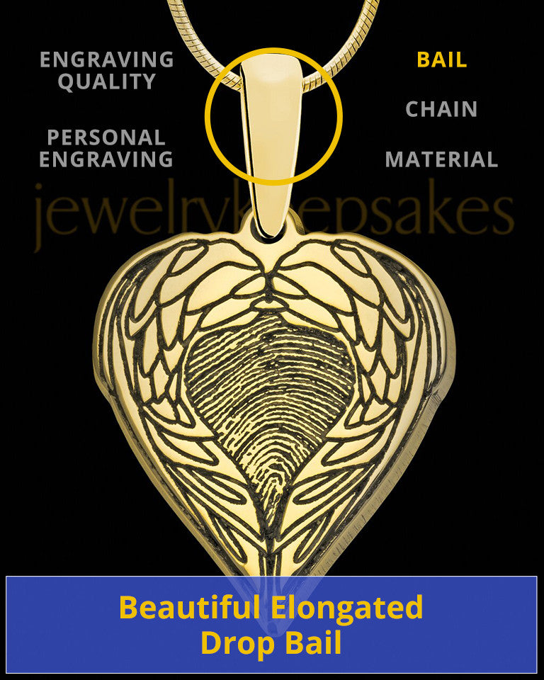 Gold Sterling Silver Wings Thumbprint Pendant